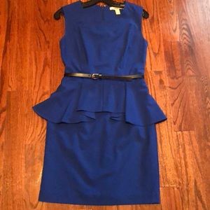 Royal blue peplum dress with belt